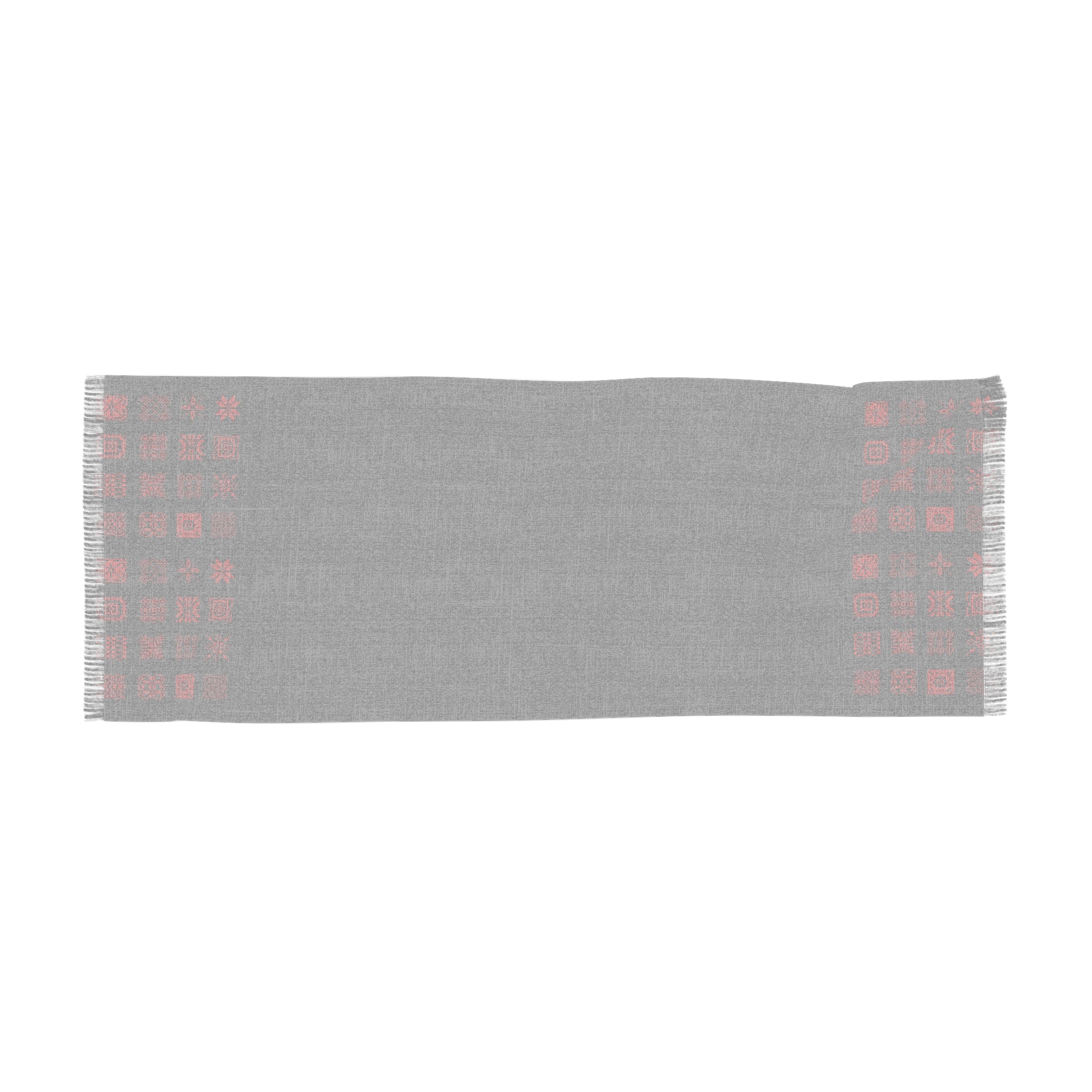 Black Woven Scarf with Red Geometric Border – Lightweight Fashion Scarf