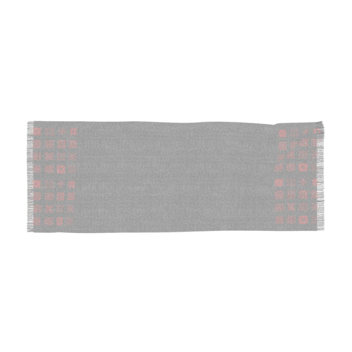 Black Woven Scarf with Red Geometric Border – Lightweight Fashion Scarf