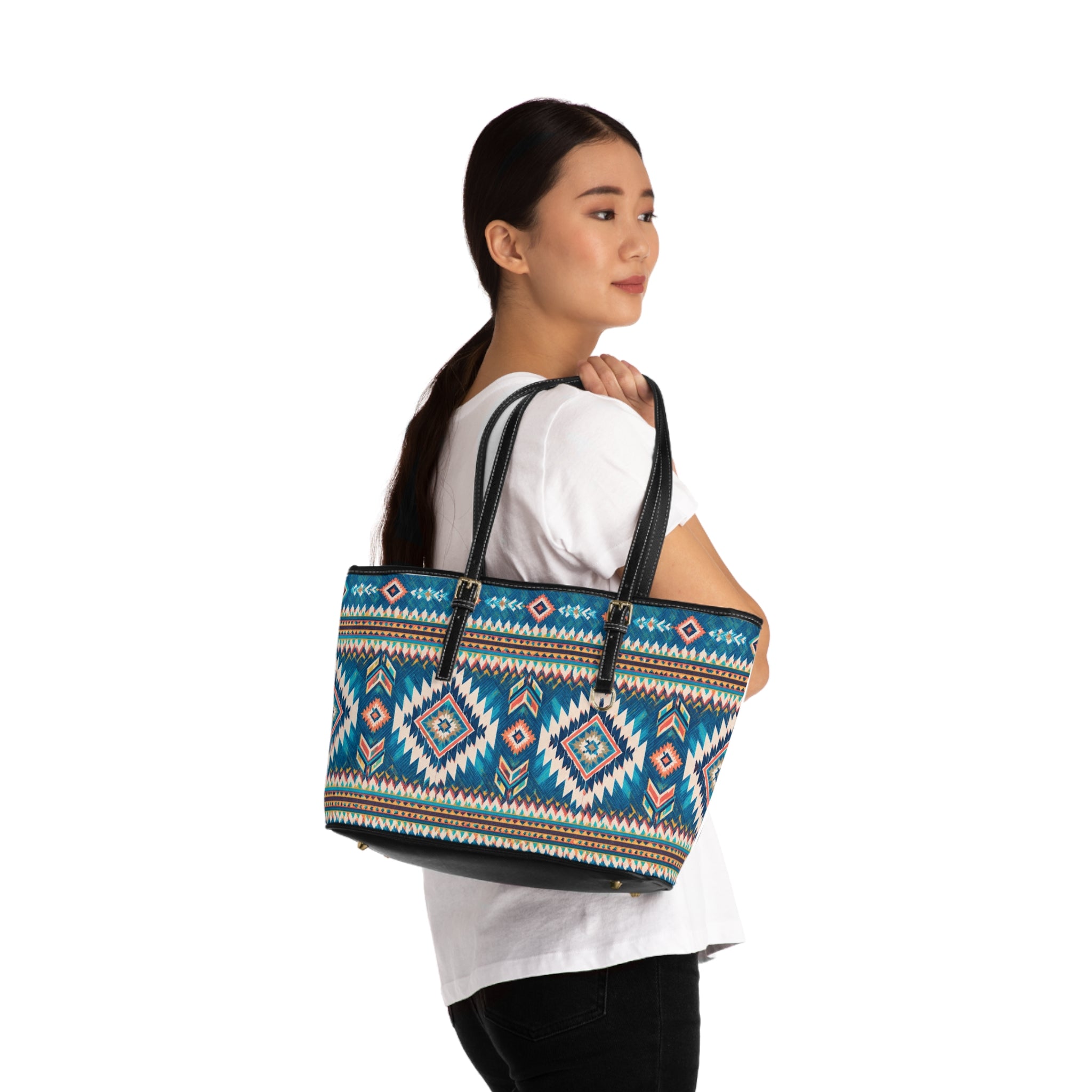 Boho Aztec PU Leather Shoulder Bag – Tribal Tote for Everyday & Travel