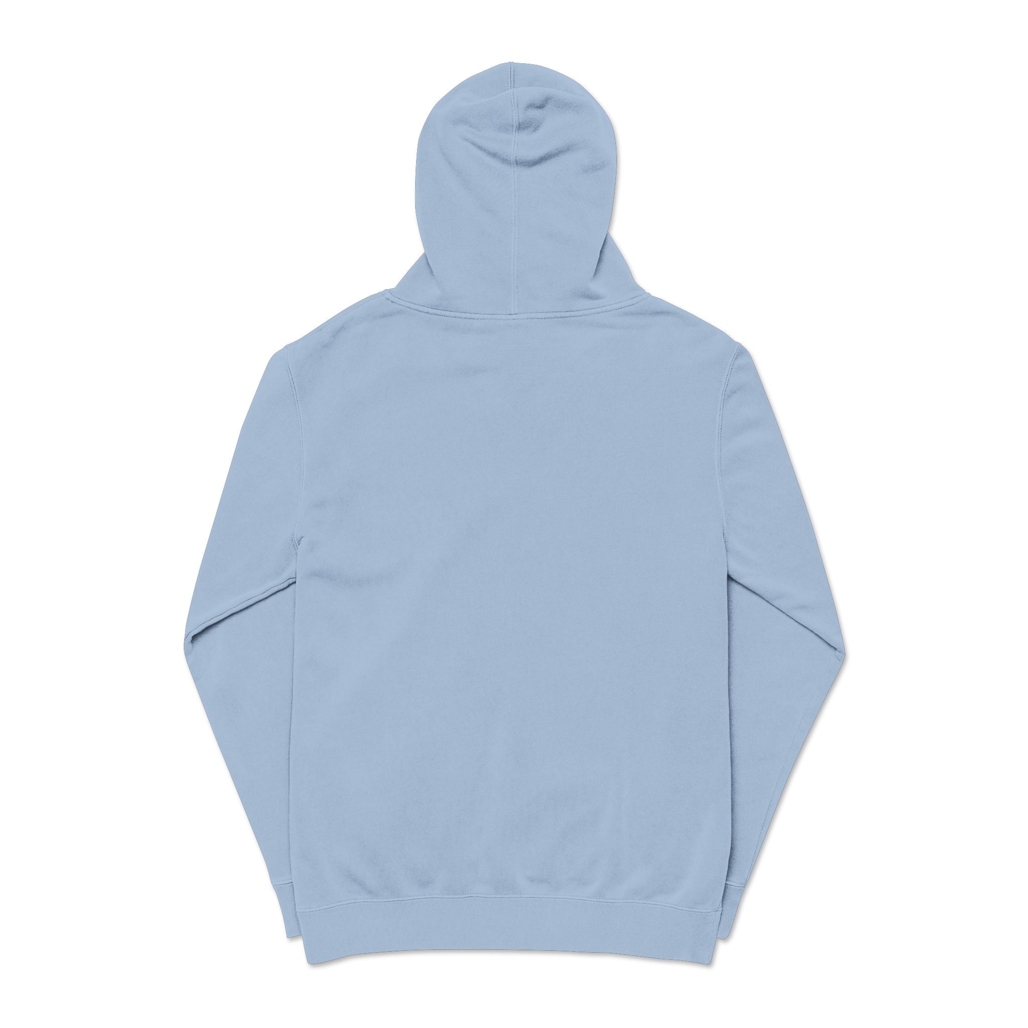 Abstract Wave Pattern Hoodie — Pigment-Dyed Light Blue Streetwear
