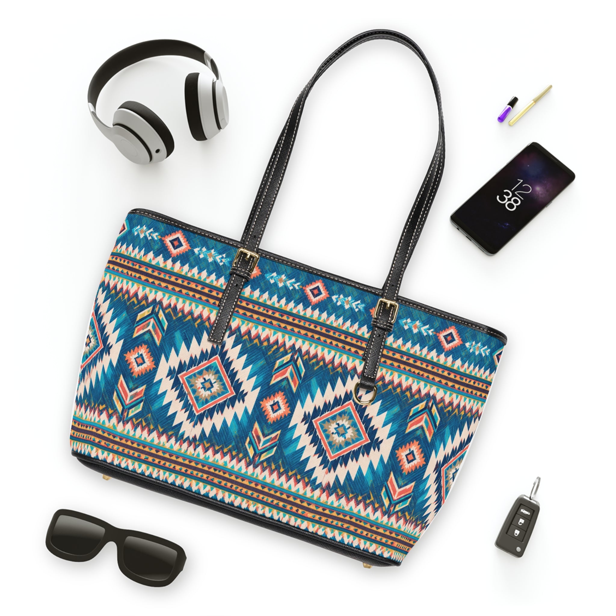 Boho Aztec PU Leather Shoulder Bag – Tribal Tote for Everyday & Travel